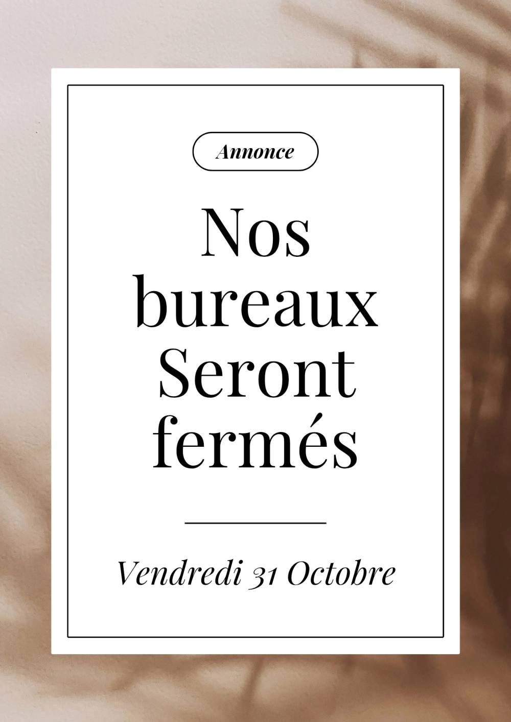 Fermeture du 31 10 25 Fermeture du 31 10 25